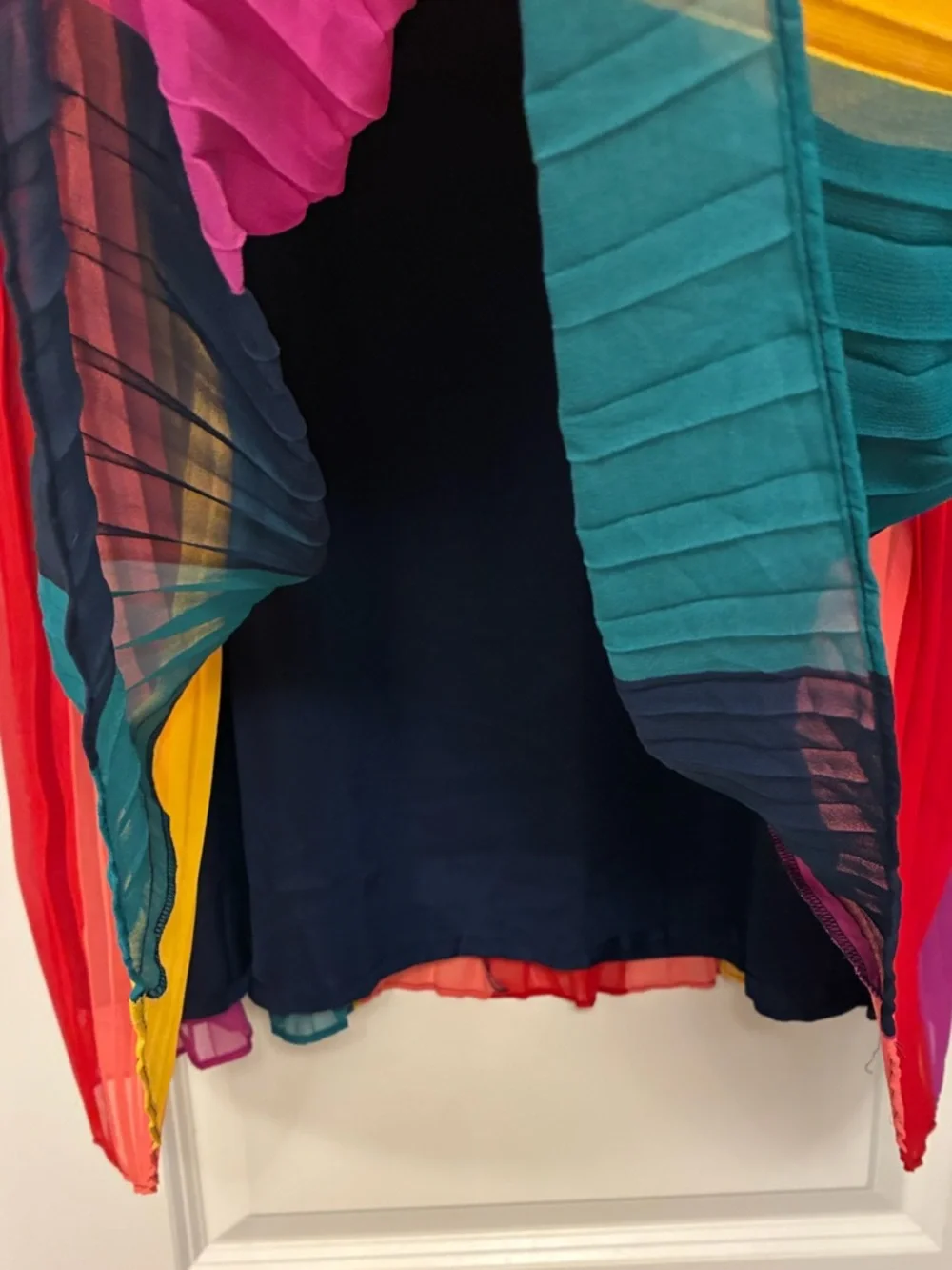 J.CREW Sunburst Pleated Midi in Rainbow Colorblock Stripe A-line Skirt Size 18 - Picture 5 of 9